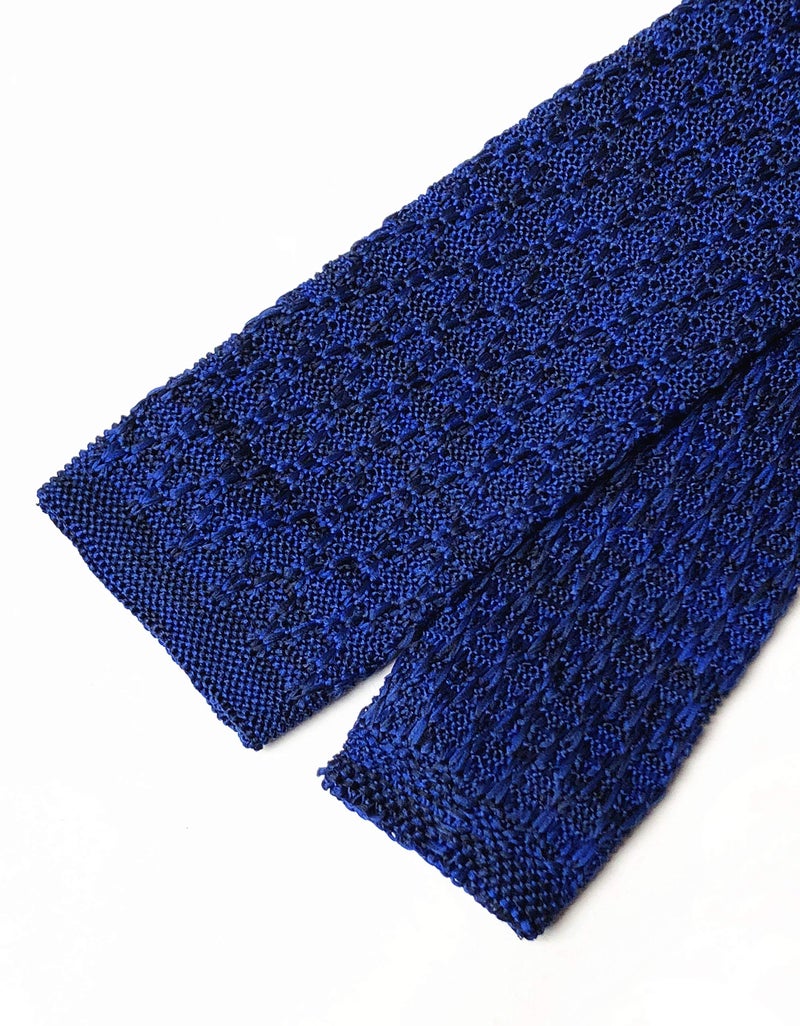 Elfeves Men's Royal Blue Eco-friendly Silk Ties Extra Long Knit Necktie Solid 58 Inches Gift For World Microfiber Skinny Ties - Image 3